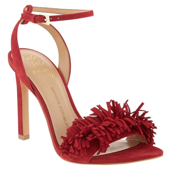 BANANA REPUBLIC Red Honey Fringe Sandal Size 6.5 - Picture 8 of 8